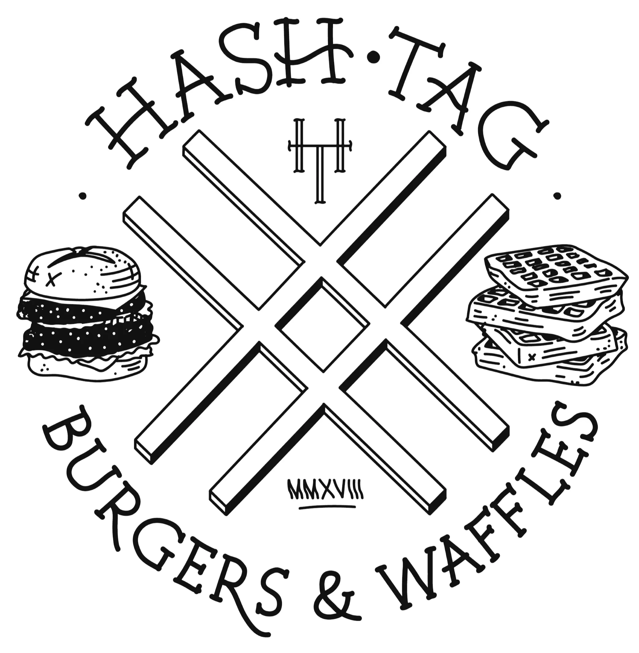 Hashtag Burgers & Waffles logo